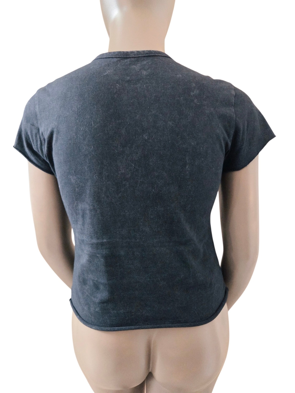 AC/DC Rhinestone Notch Neck TShirt LG Dark Wash Charcoal For Those About To Rock - Picture 10 of 16